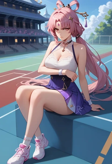 star rail,fu xuan,tennis skirt  - AI generated anime art